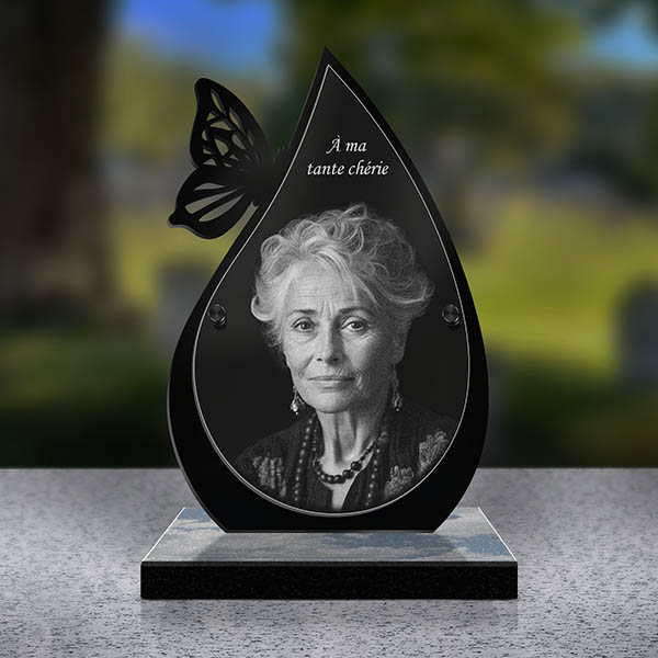 plaque funeraire papillon serene